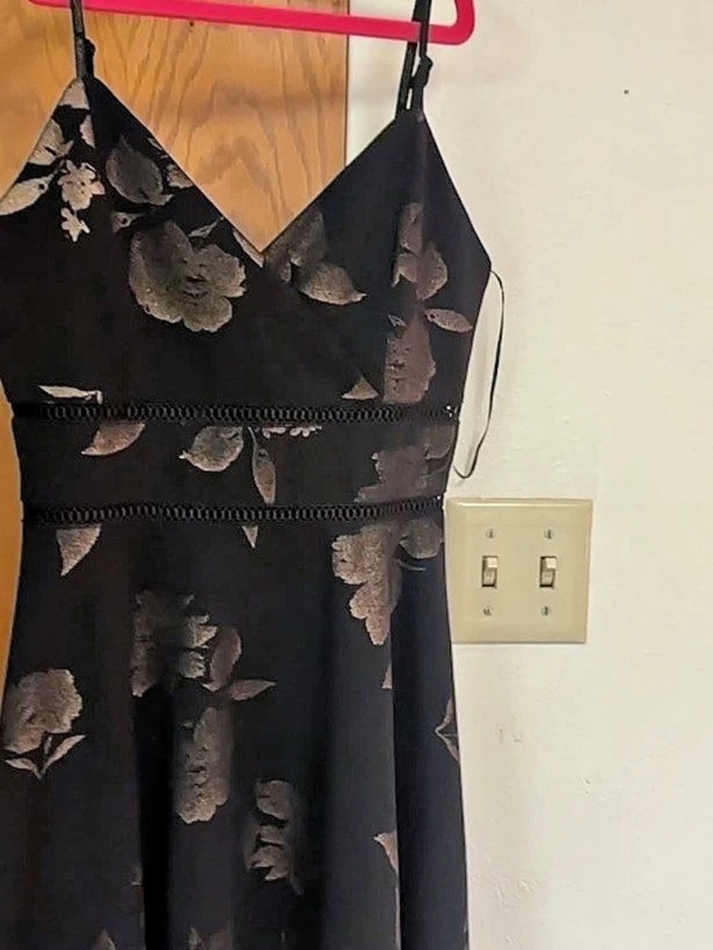 Floral Midi Dress in Black & Brown Like New